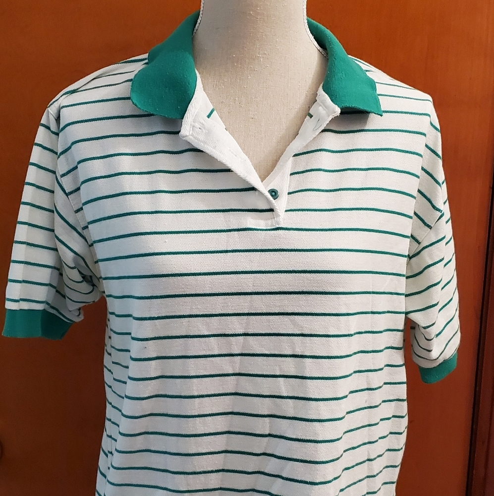 Mens VINTAGE Carriage Court Classic Striped Polo Shirt size L